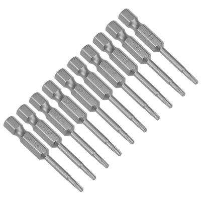 Harfington 10pcs 50mm 1/4" Hex Shank T8 Magnetic Torx Head Security Screwdriver Bits S2