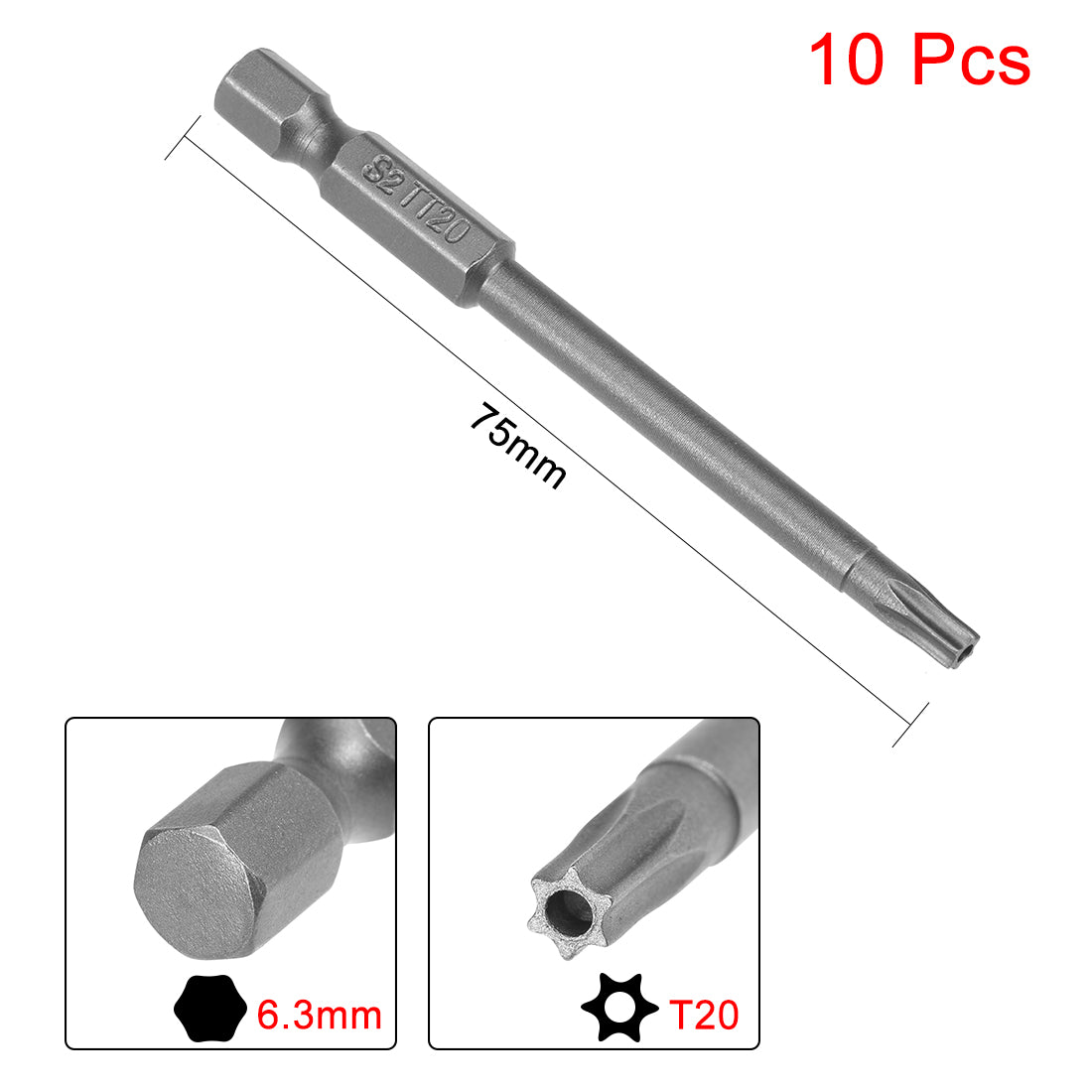 Harfington S2 1/4" Hex Magnetic Torx Head Screwdriver Bits