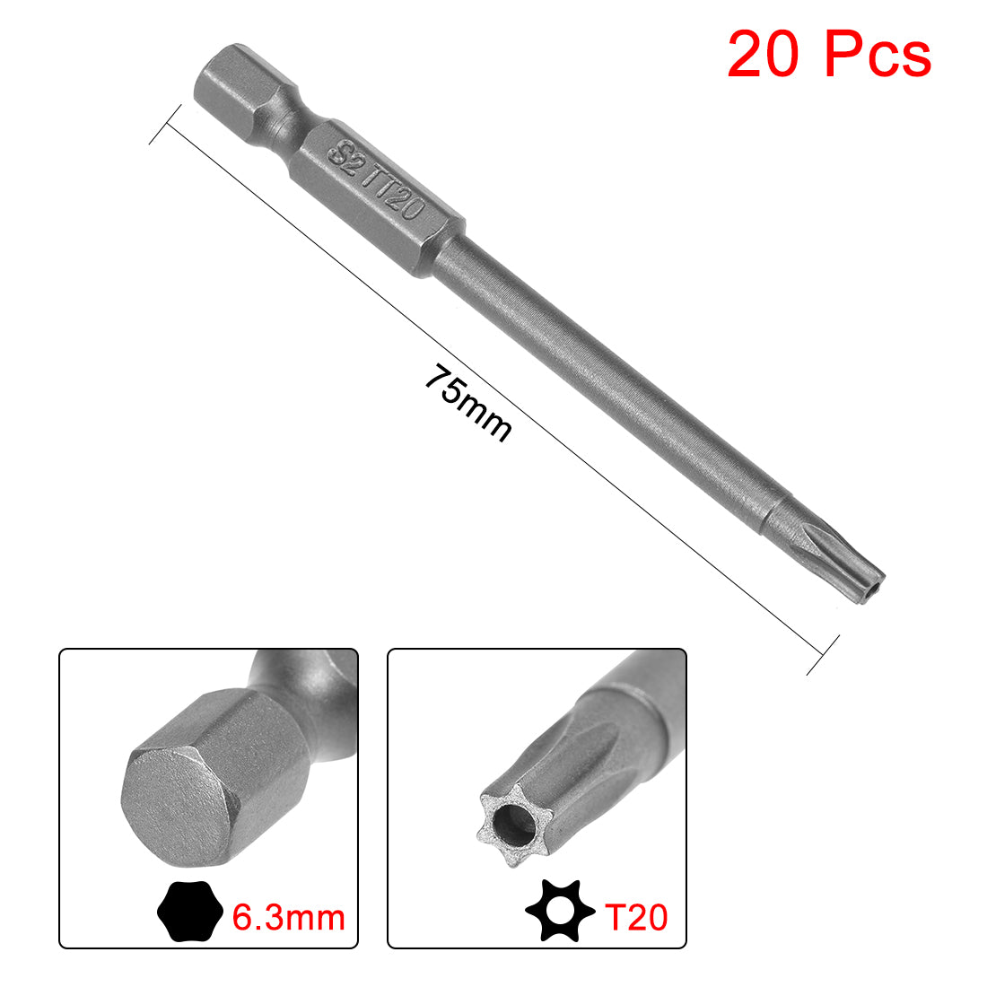 Harfington 1/4" Hex S2 Magnetic Torx Head Screwdriver Bits