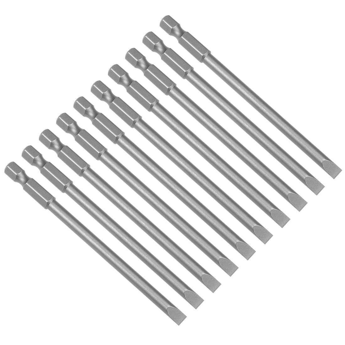 Harfington 10 Pcs 5mm Slotted Tip Magnetic Flat Head Screwdriver Bits, 1/4 Inch Hex Shank 4-inch Length S2 Power Tool