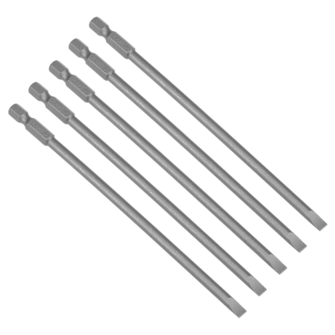 Harfington 5 Pcs 5mm Slotted Tip Magnetic Flat Head Screwdriver Bits, 1/4 Inch Hex Shank 6-inch Length S2 Power Tool