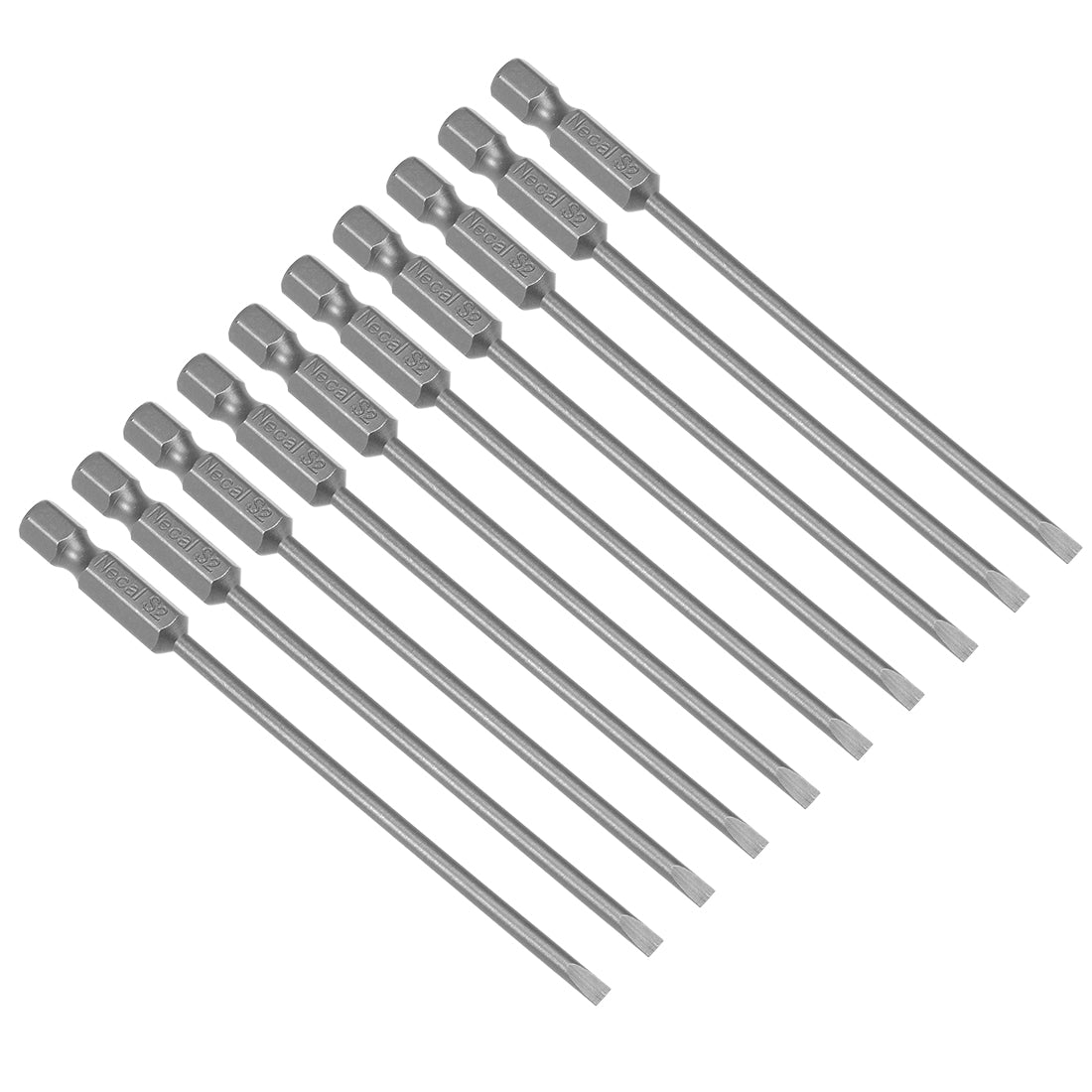 Harfington 10 Pcs 3mm Slotted Tip Magnetic Flat Head Screwdriver Bits, 1/4 Inch Hex Shank 4-inch Length S2 Power Tool