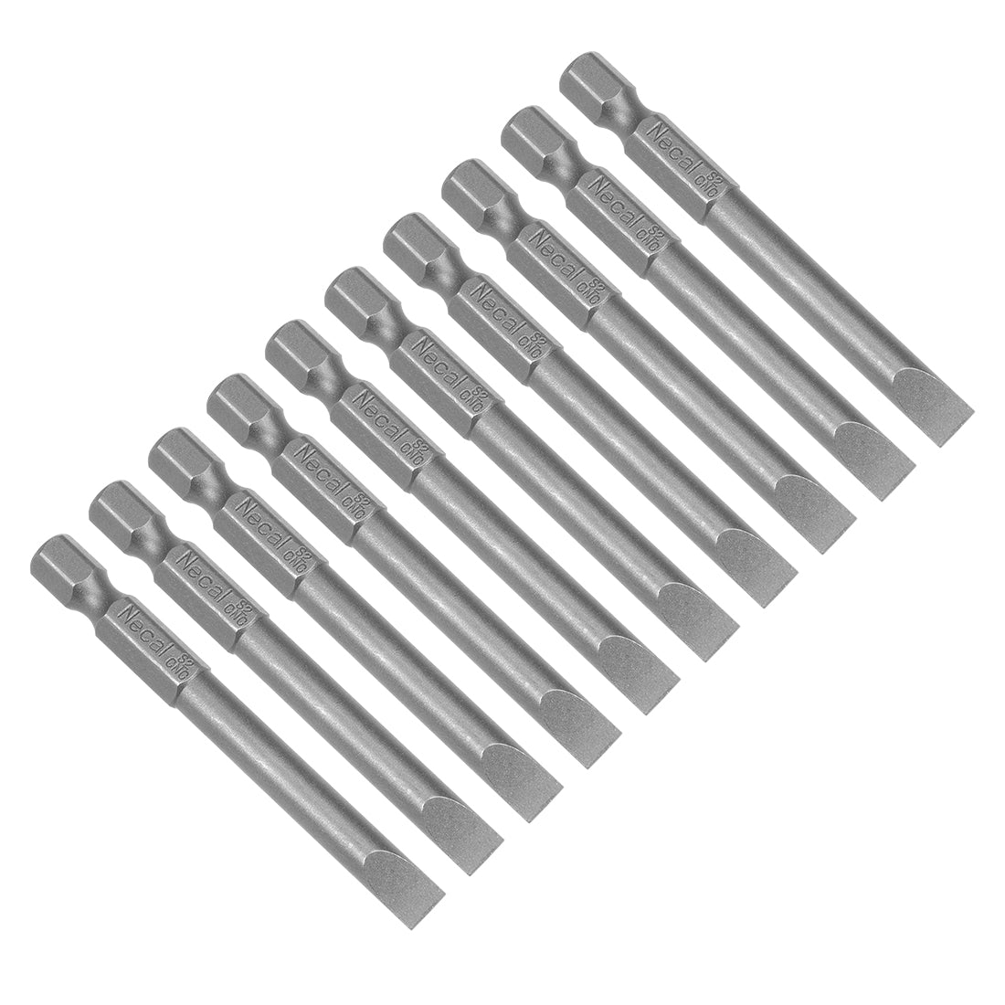 Harfington 10 Pcs 6mm Slotted Tip Magnetic Flat Head Screwdriver Bits, 1/4 Inch Hex Shank 2.5-inch Length S2 Power Tool