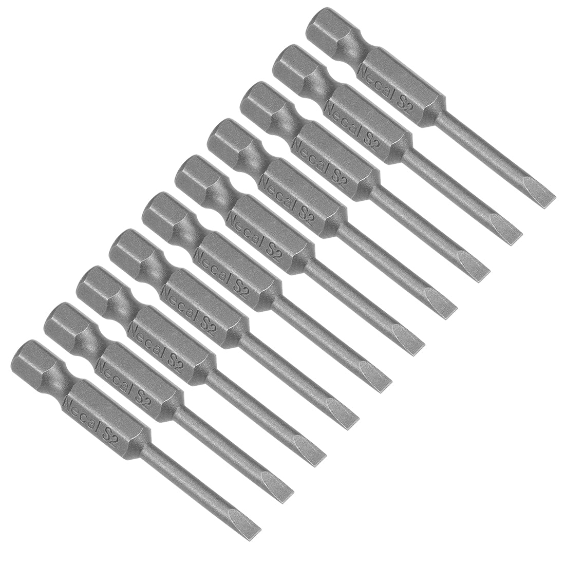 Harfington 10 Pcs 3mm Slotted Tip Magnetic Flat Head Screwdriver Bits, 1/4 Inch Hex Shank 2-inch Length S2 Power Tool