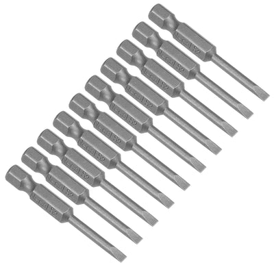 Harfington 10 Pcs 3mm Slotted Tip Magnetic Flat Head Screwdriver Bits, 1/4 Inch Hex Shank 2-inch Length S2 Power Tool