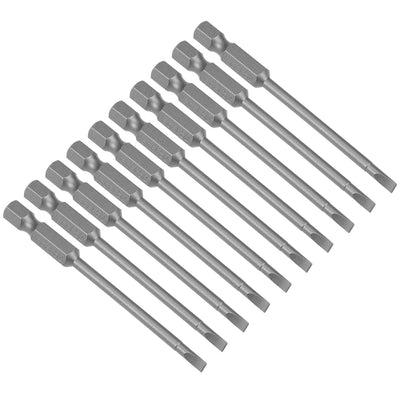 Harfington 10 Pcs 3mm Slotted Tip Magnetic Flat Head Screwdriver Bits, 1/4 Inch Hex Shank 3-inch Length S2 Power Tool