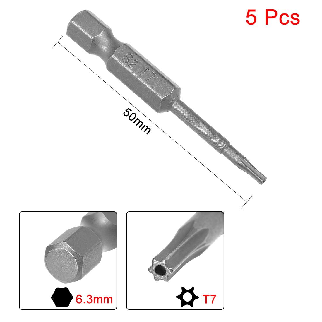 Harfington 5 Pcs Magnetic Torx Screwdriver Bits, Hex Shank S2 Security Tamper Proof Screw Driver Kit Tool