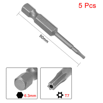 Harfington 5 Pcs Magnetic Torx Screwdriver Bits, Hex Shank S2 Security Tamper Proof Screw Driver Kit Tool