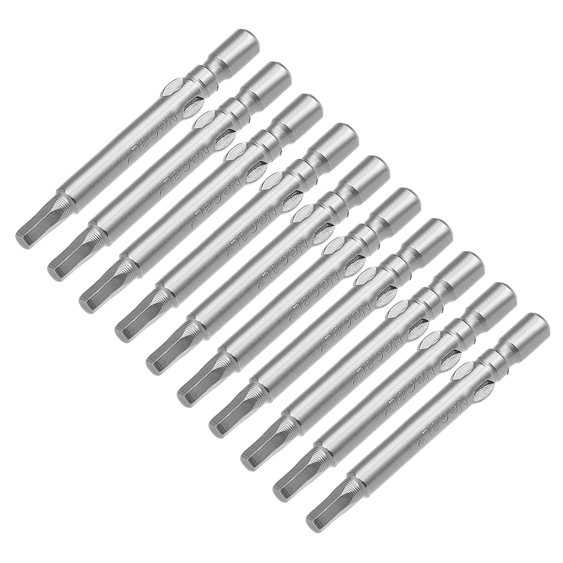 Harfington 10 Pcs 40mm Long 4mm Dia Round Shank H2.5 Magnetic Hex Screwdriver Bits S2 High Alloy Steel