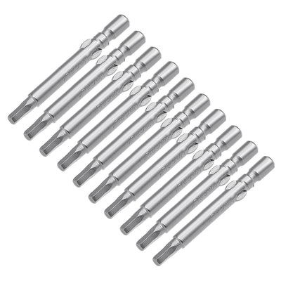 Harfington 10 Pcs 40mm Long 4mm Dia Round Shank H2.5 Magnetic Hex Screwdriver Bits S2 High Alloy Steel