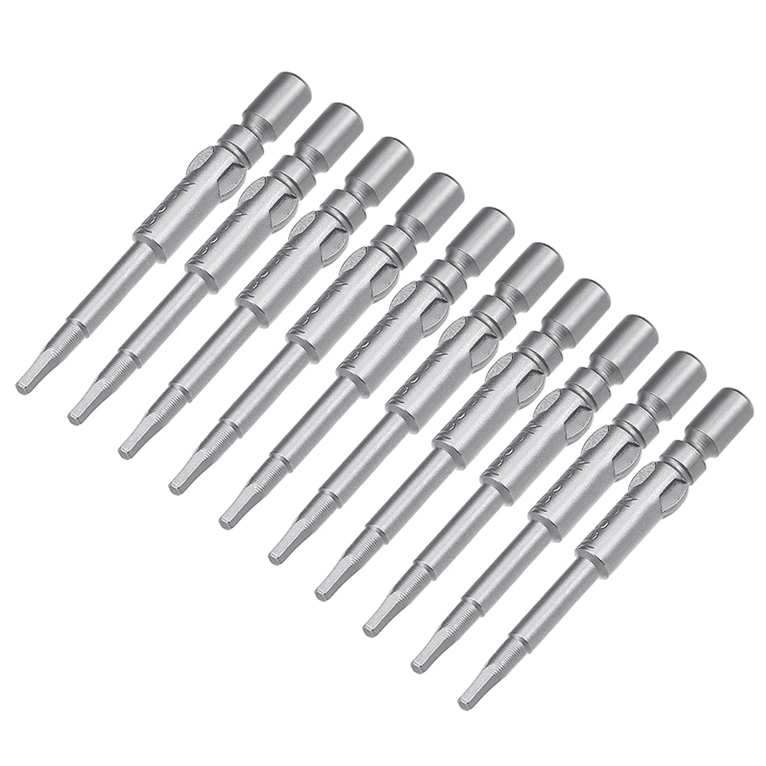 Harfington 10 Pcs 40mm Long 4mm Dia Round Shank H1.5 Magnetic Hex Screwdriver Bits S2 High Alloy Steel