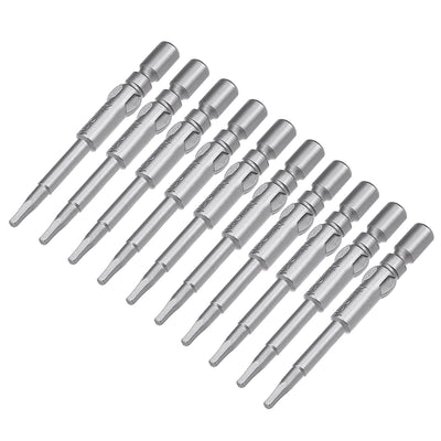 Harfington 10 Pcs 40mm Long 4mm Dia Round Shank H1.5 Magnetic Hex Screwdriver Bits S2 High Alloy Steel