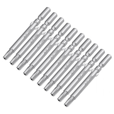 Harfington 10Pcs 60mm Long 5mm Dia Round Shank Magnetic Torx Security Screwdriver Bits S2 High Alloy Steel