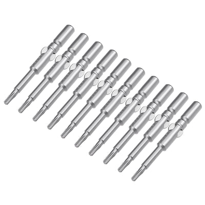 Harfington 10 Pcs 60mm Long 6mm Dia Round Shank Magnetic Torx Screwdriver Bits S2 High Alloy Steel