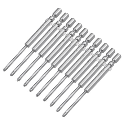 Harfington 10 Pcs 4mm Round Shank 60mm Length 2mm PH0 Phillips Magnetic Screwdriver Bits