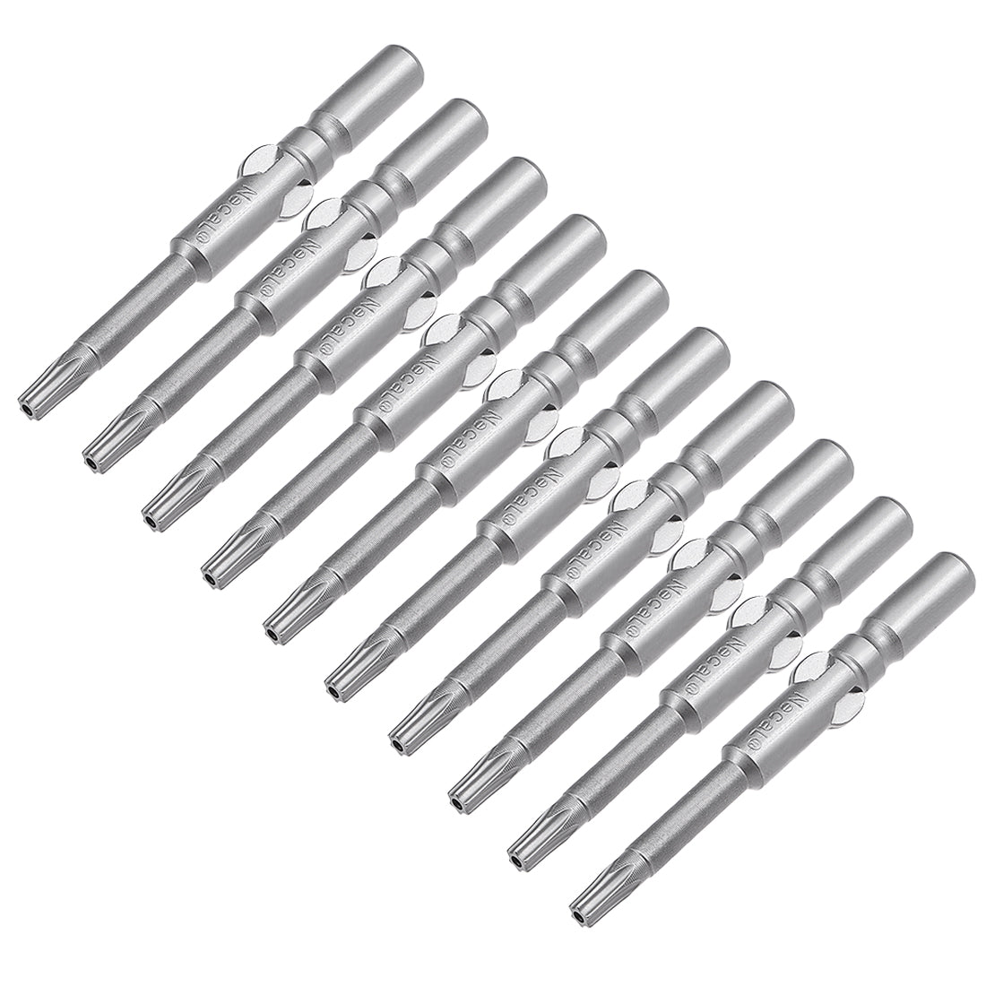 Harfington 10Pcs 60mm Long 6mm Dia Round Shank Magnetic Torx Security Screwdriver Bits S2 High Alloy Steel