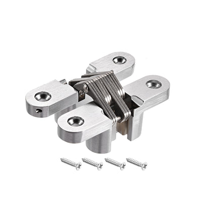 Harfington Invisible Concealed Cross Hinges Wooden Doors, Zinc Alloy, 70 x 47 x 17mm