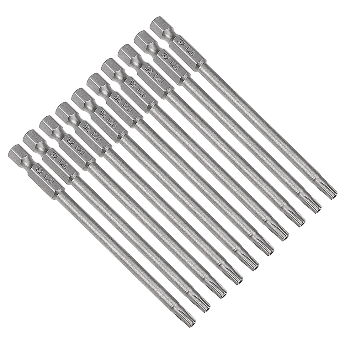 Harfington 10 Pcs 1/4" Hex Shank T20 Magnetic Security Torx Screwdriver Bits 100mm Length