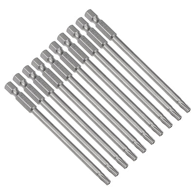 Harfington 10 Pcs 1/4" Hex Shank T20 Magnetic Security Torx Screwdriver Bits 100mm Length