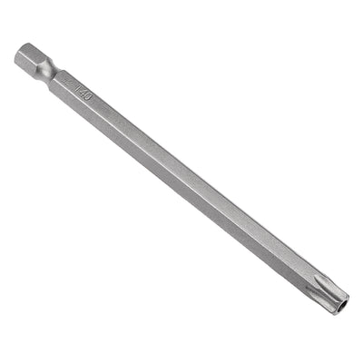Harfington 5 Pcs 1/4" Hex Shank T40 Magnetic Security Torx Screwdriver Bits 100mm Length