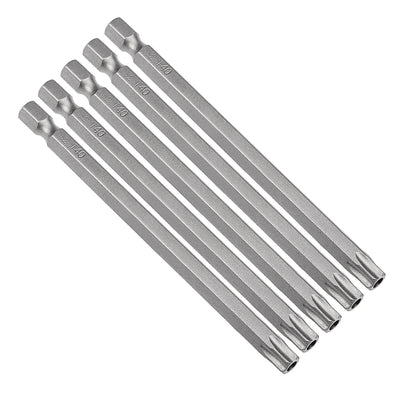 Harfington 5 Pcs 1/4" Hex Shank T40 Magnetic Security Torx Screwdriver Bits 100mm Length
