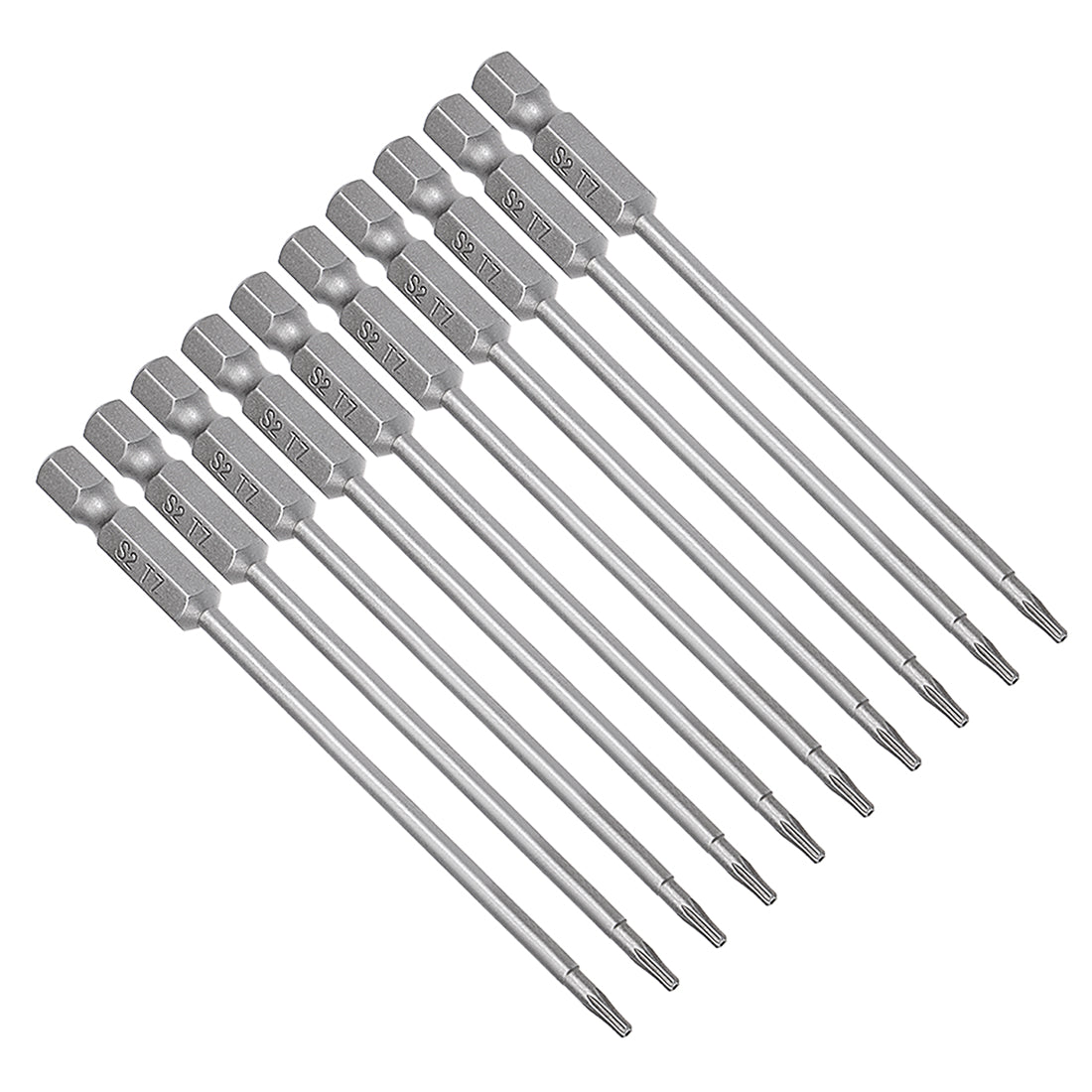 Harfington 10 Pcs 1/4" Hex Shank T7 Magnetic Security Torx Screwdriver Bits 100mm Length
