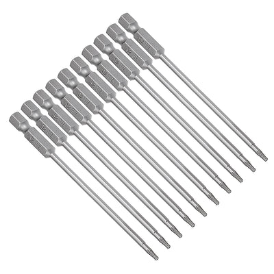 Harfington 10 Pcs 1/4" Hex Shank T7 Magnetic Security Torx Screwdriver Bits 100mm Length
