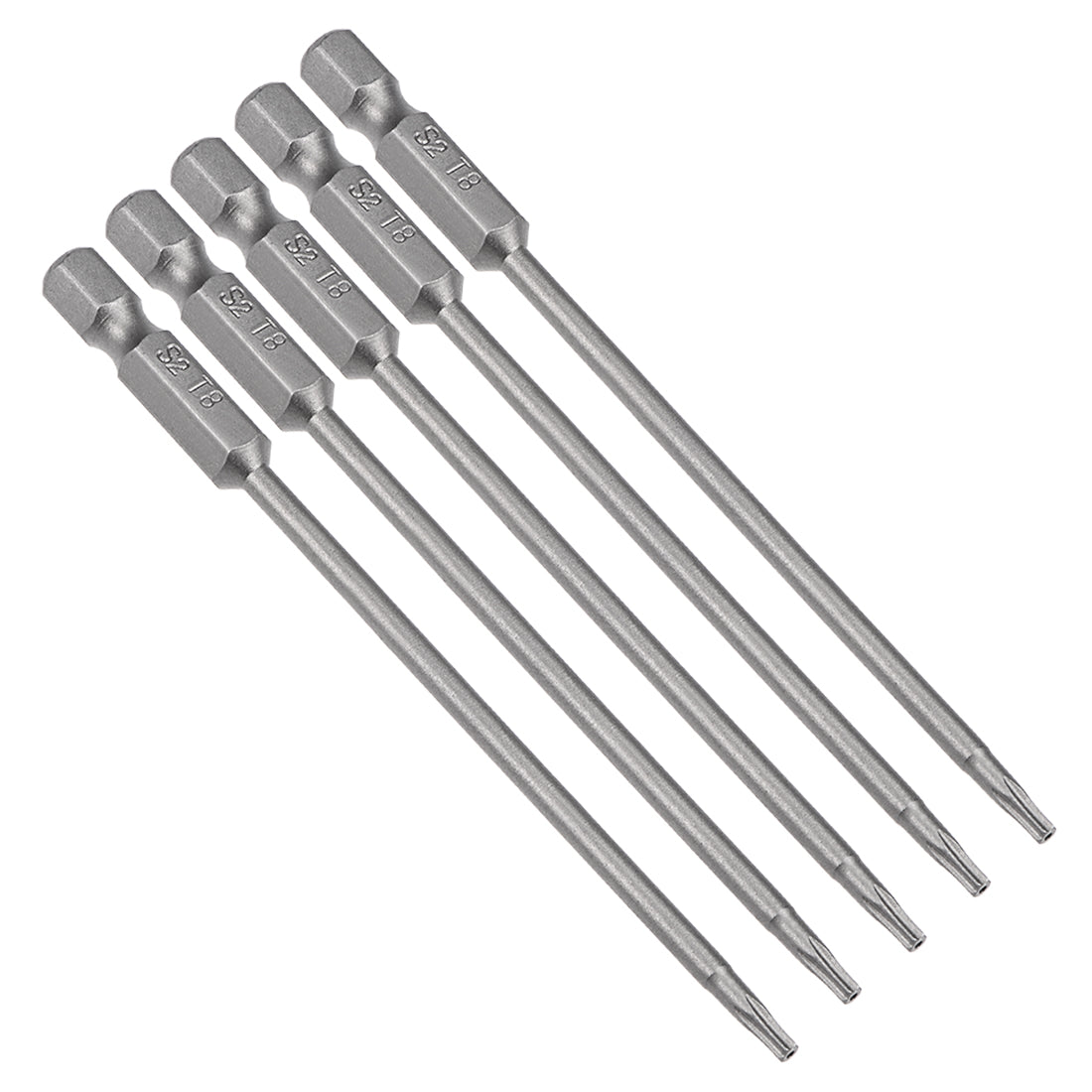 Harfington 5 Pcs 1/4" Hex Shank T8 Magnetic Security Torx Screwdriver Bits 100mm Length