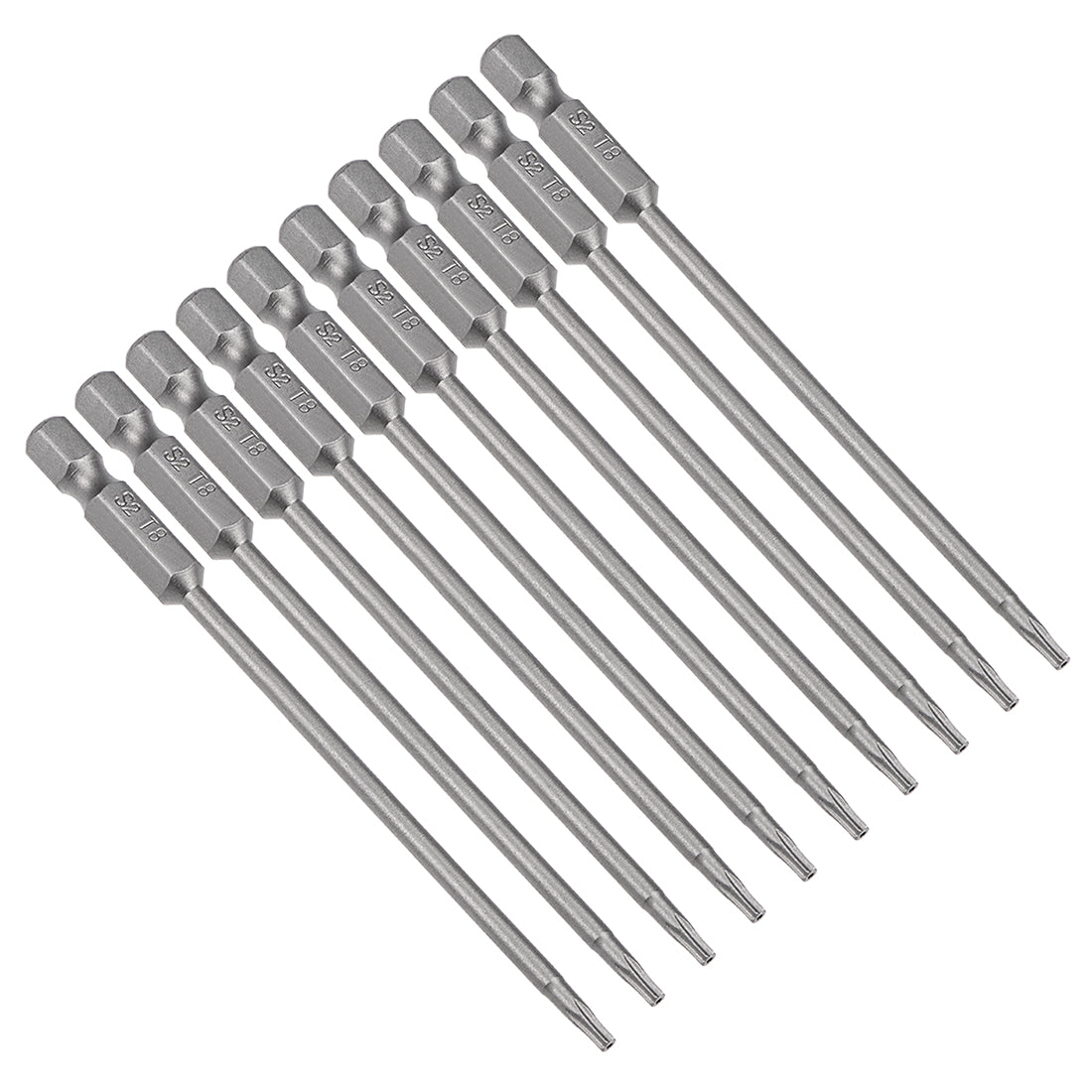 Harfington 10 Pcs 1/4" Hex Shank T8 Magnetic Security Torx Screwdriver Bits 100mm Length