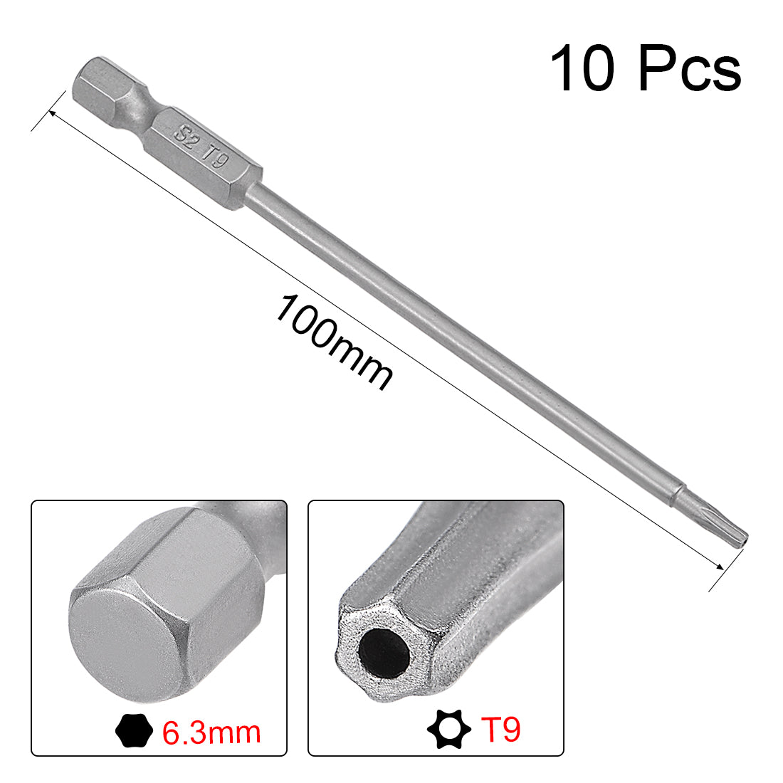 Harfington 10 Pcs Magnetic Torx Screwdriver Bits, Hex Shank S2 Security Tamper Proof Screw Driver Kit Tools