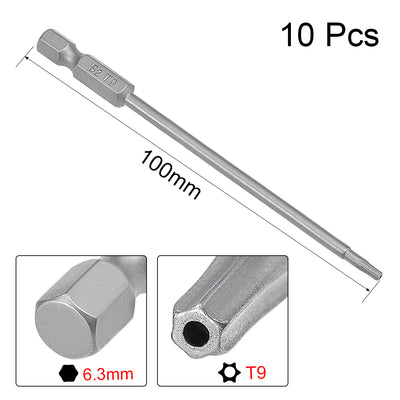 Harfington 10 Pcs Magnetic Torx Screwdriver Bits, Hex Shank S2 Security Tamper Proof Screw Driver Kit Tools