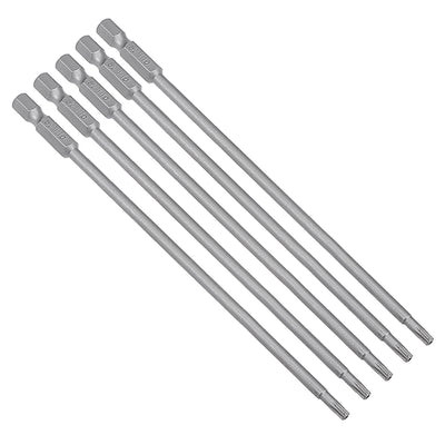 Harfington 5 Pcs 1/4" Hex Shank T15 Magnetic Security Torx Screwdriver Bits 150mm Length