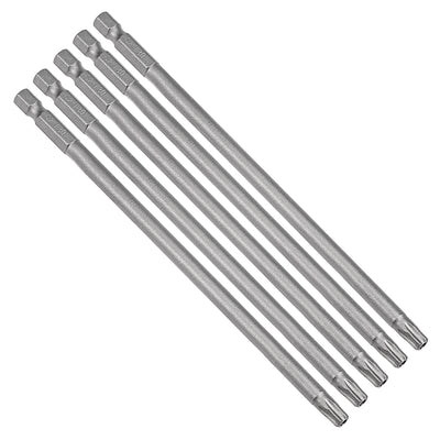 Harfington 5 Pcs 1/4" Hex Shank T30 Magnetic Security Torx Screwdriver Bits 150mm Length