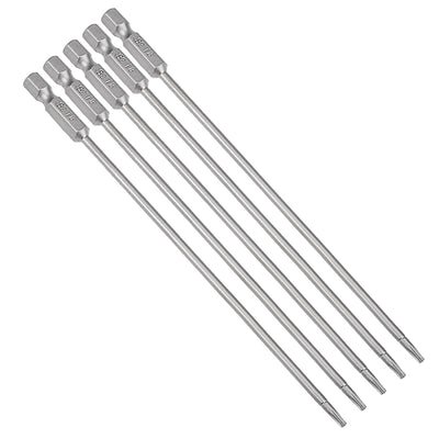 Harfington 5 Pcs 1/4" Hex Shank T8 Magnetic Security Torx Screwdriver Bits 150mm Length