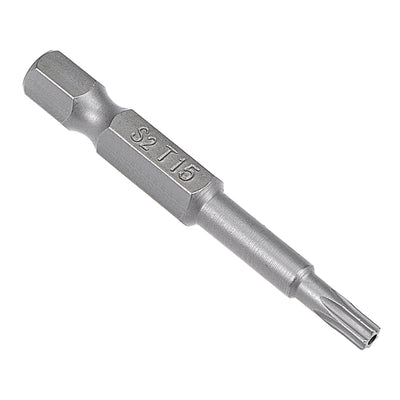 Harfington 8 Pcs 1/4" Hex Shank T15 Magnetic Security Torx Screwdriver Bits 50mm Length