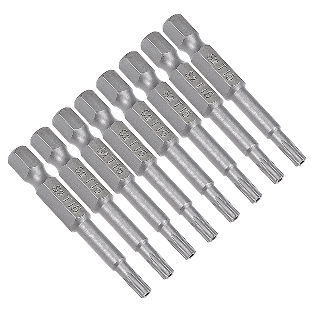 Harfington 8 Pcs 1/4" Hex Shank T15 Magnetic Security Torx Screwdriver Bits 50mm Length