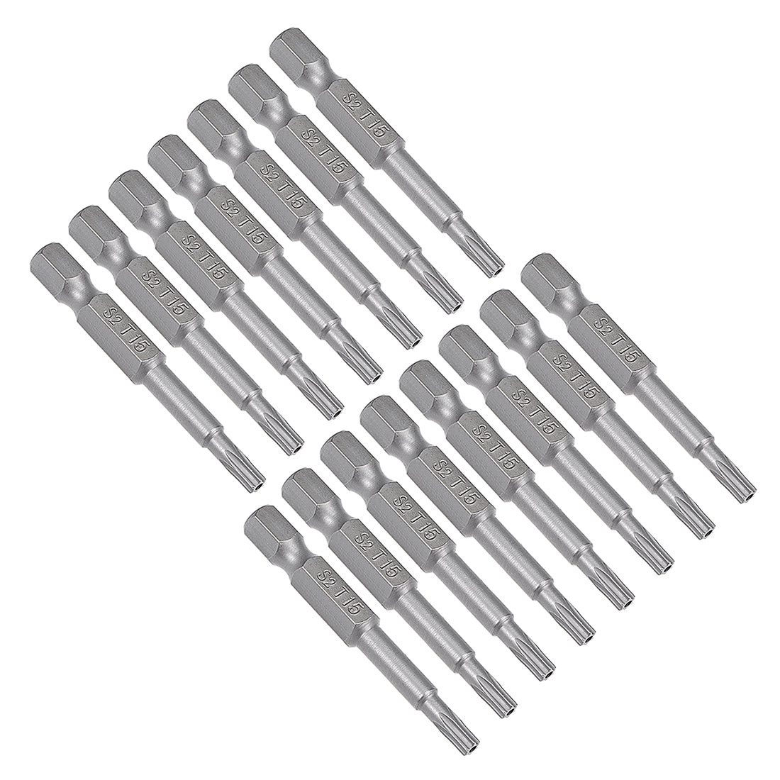 Harfington 15 Pcs 1/4" Hex Shank T15 Magnetic Security Torx Screwdriver Bits 50mm Length