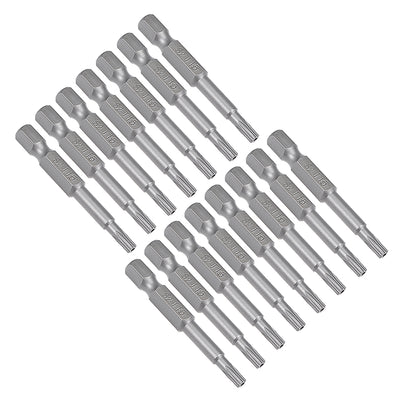 Harfington 15 Pcs 1/4" Hex Shank T15 Magnetic Security Torx Screwdriver Bits 50mm Length