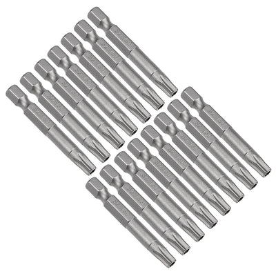Harfington 15 Pcs 1/4" Hex Shank T30 Magnetic Security Torx Screwdriver Bits 50mm Length