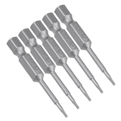 Harfington 5 Pcs T5 Magnetic Torx Screwdriver Bits, 1/4 Inch Hex Shank 2-inch Length S2 Screw Driver Kit Tools