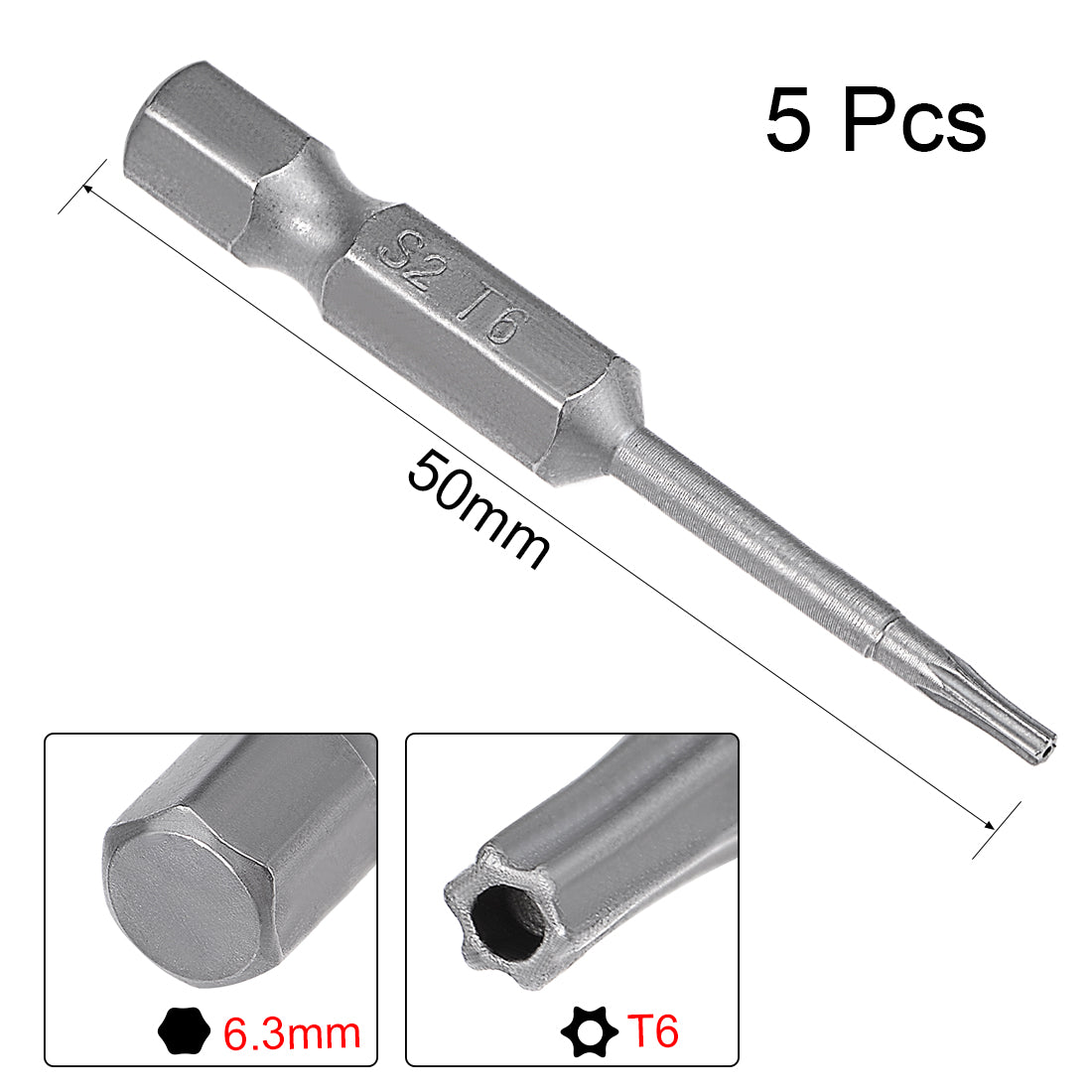 Harfington 5 Pcs Magnetic Torx Screwdriver Bits, Hex Shank S2 Security Tamper Proof Screw Driver Kit Tool