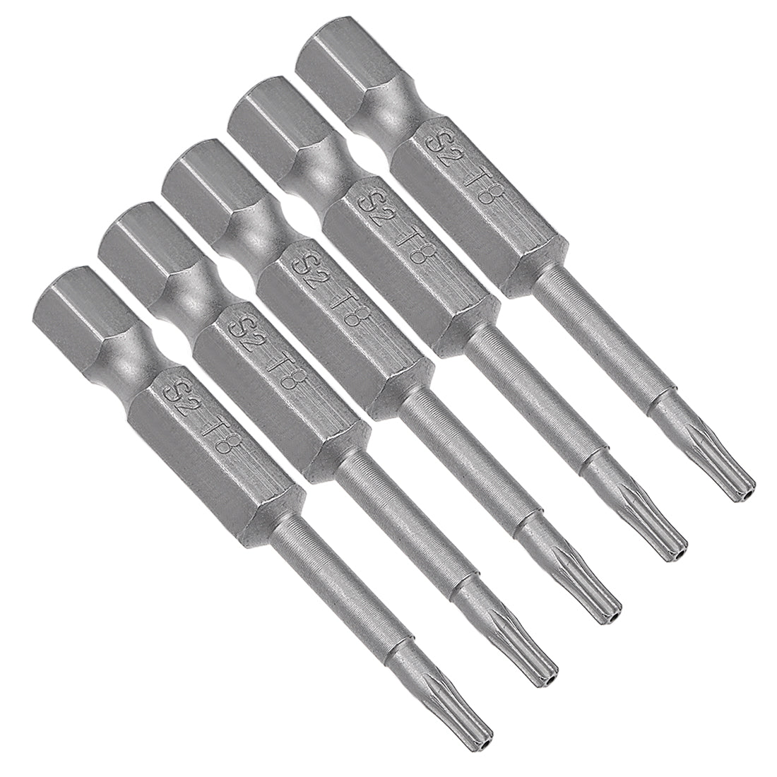 Harfington 5 Pcs 1/4" Hex Shank T8 Magnetic Security Torx Screwdriver Bits 50mm Length