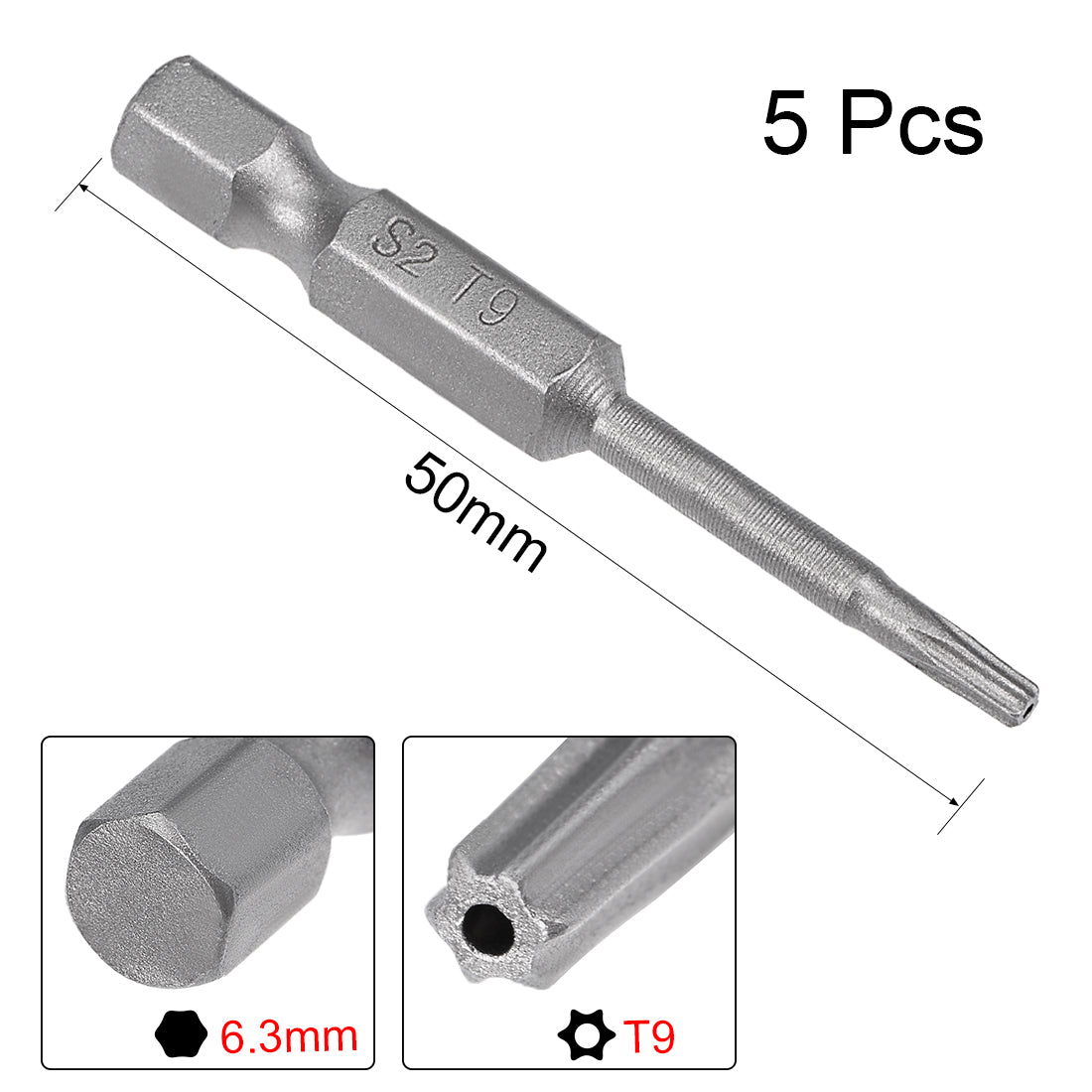 Harfington 5 Pcs Magnetic Torx Screwdriver Bits, Hex Shank S2 Security Tamper Proof Screw Driver Kit Tool