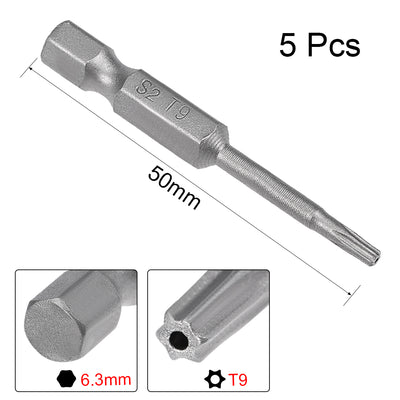 Harfington 5 Pcs Magnetic Torx Screwdriver Bits, Hex Shank S2 Security Tamper Proof Screw Driver Kit Tool