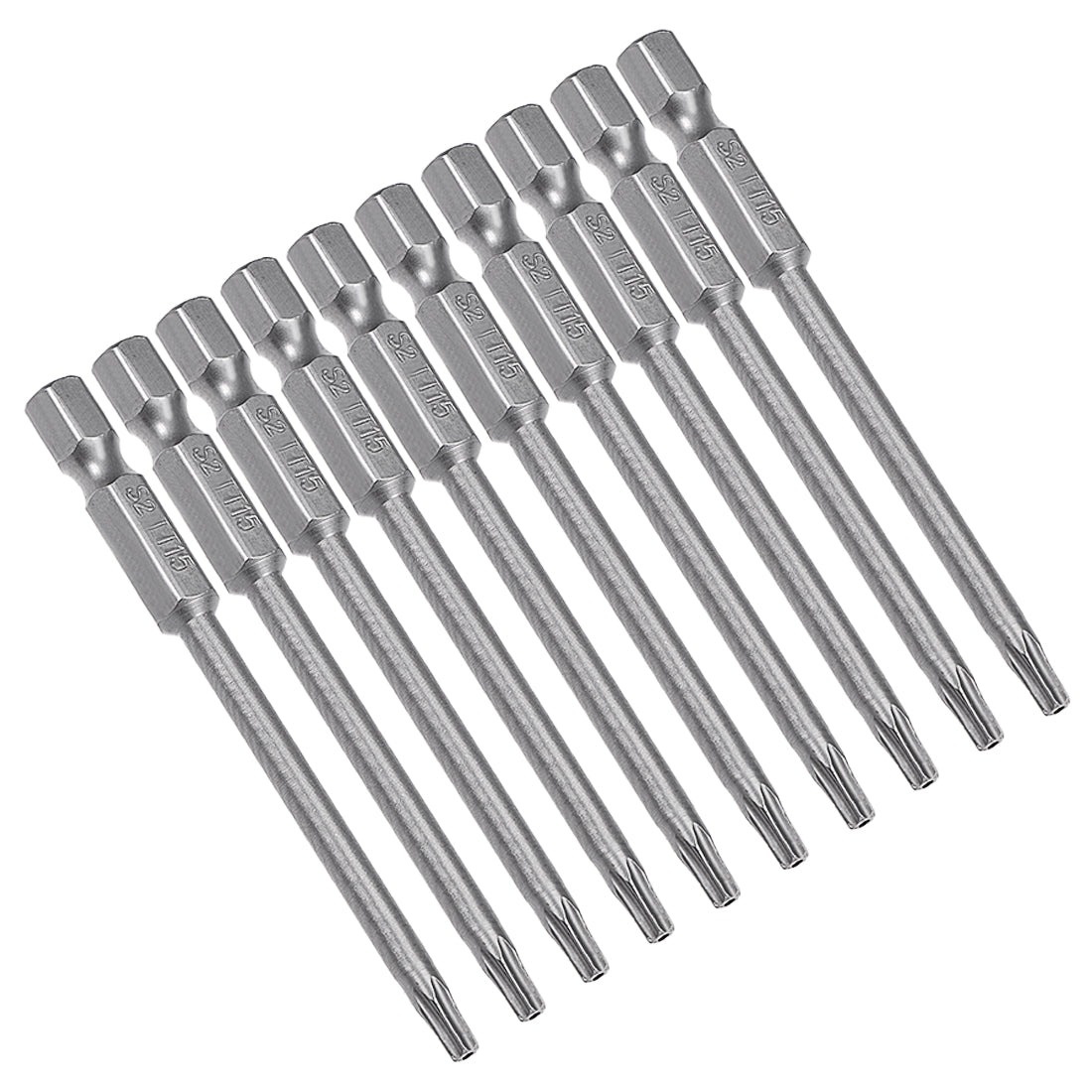 Harfington 10 Pcs 1/4" Hex Shank T15 Magnetic Security Torx Screwdriver Bits 75mm Length