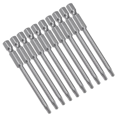 Harfington 10 Pcs 1/4" Hex Shank T15 Magnetic Security Torx Screwdriver Bits 75mm Length