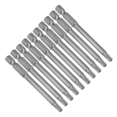 Harfington 10 Pcs 1/4" Hex Shank T25 Magnetic Security Torx Screwdriver Bits 75mm Length