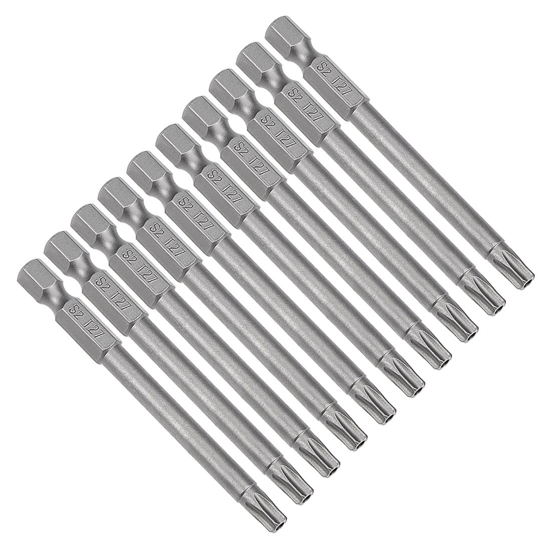 Harfington 10 Pcs 1/4" Hex Shank T27 Magnetic Security Torx Screwdriver Bits 75mm Length