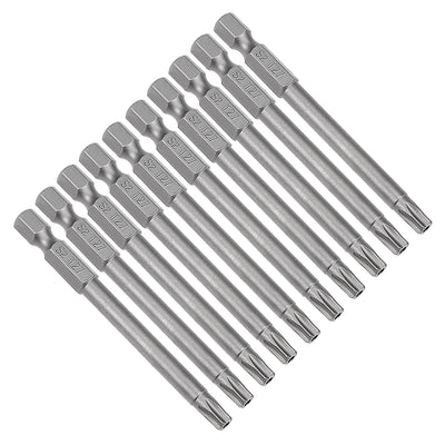 Harfington 10 Pcs 1/4" Hex Shank T27 Magnetic Security Torx Screwdriver Bits 75mm Length