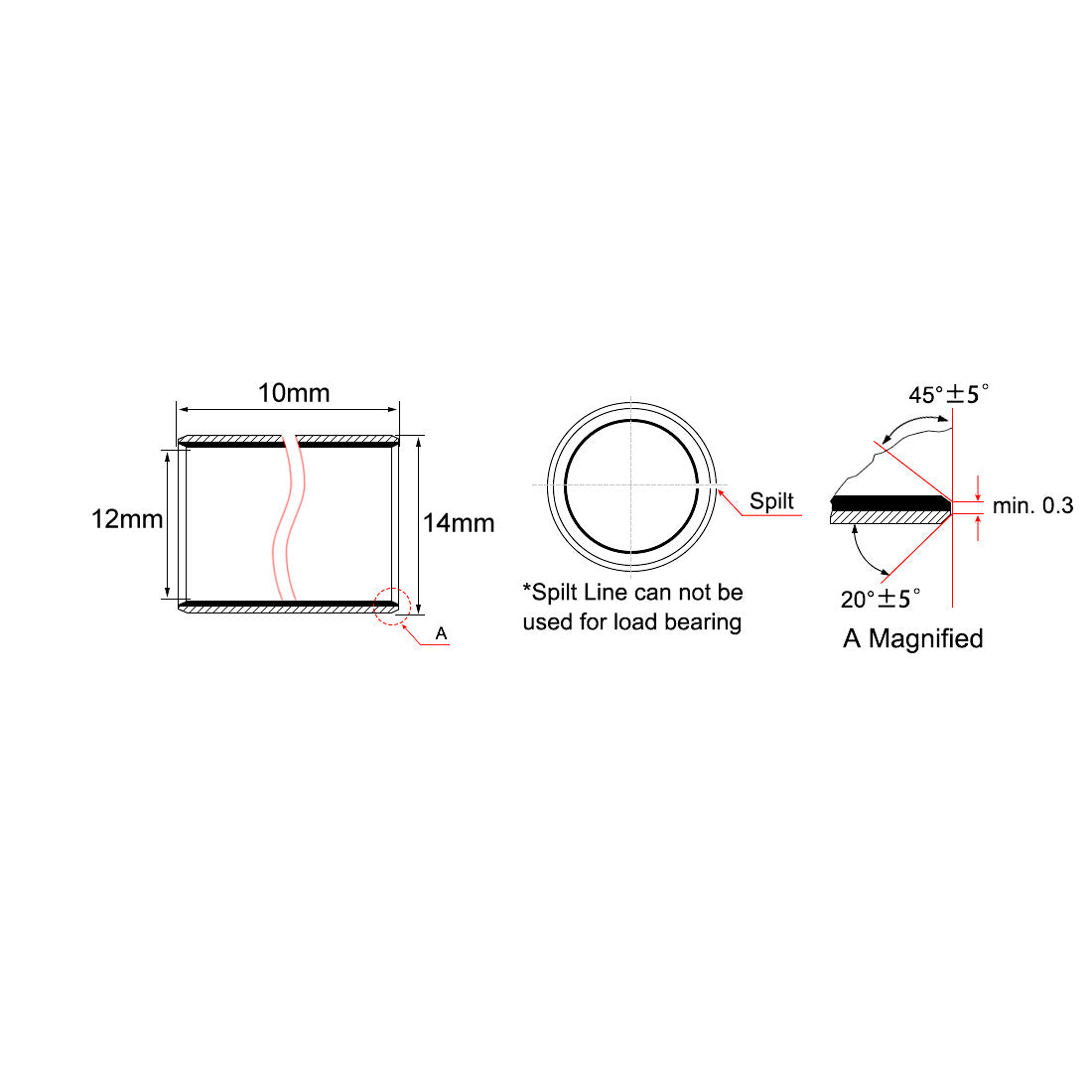 Harfington Sleeve Bearing Bore Plain Bearings Wrapped Oilless Bushings